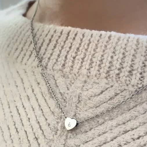 Personalized Heart Initial Silver Charm Necklace