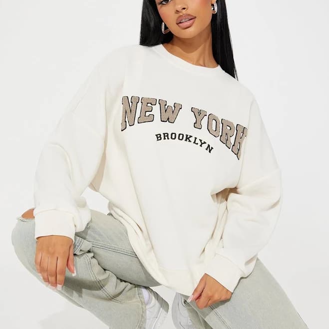 Fashion Nova Women's Brooklyn NY Crew Neck Sweatshirt