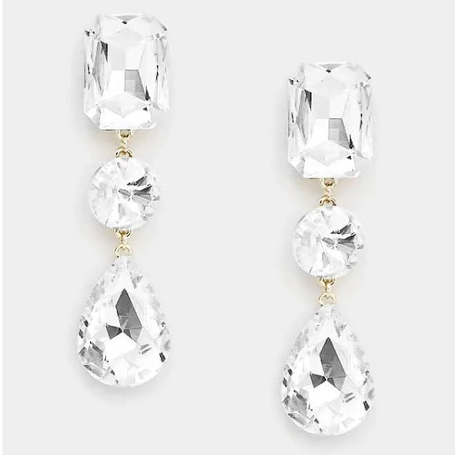 L&M Bling Multi Shape Drop Earrings On Gold