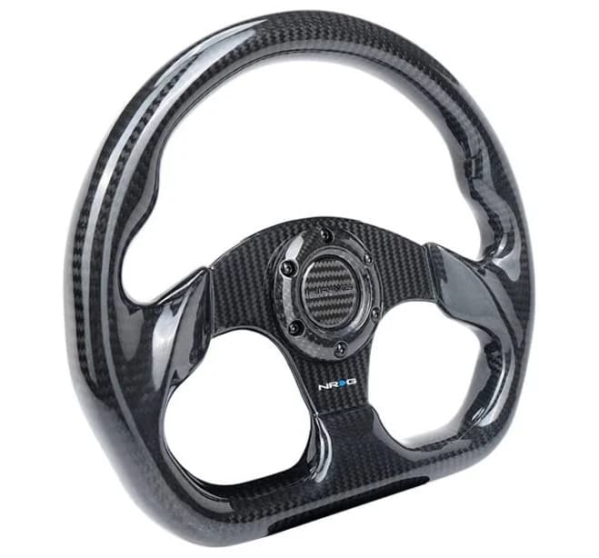 NRG Carbon Fiber Steering Wheel 320mm Flat Bottom Shinny Black