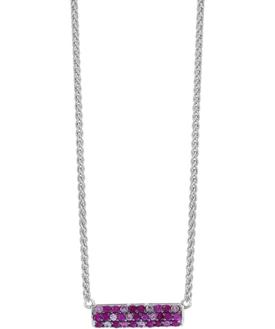 Effy Women's Sterling Silver Ruby and Pink Sapphire Bar Necklace