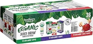Organic Variety Pack Juice Boxes 6.75 fl oz (36 Pack) | Apple, Fruit Punch & Grape | USDA Organic Kids Drinks | No Artificial Flavors or Colors | Lunch Box Ready | Shelf-Stable