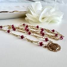 Solid 14k Yellow Gold and Lab Created Ruby (5.6ctw) Angel Necklace, New, 17.25" | eBay