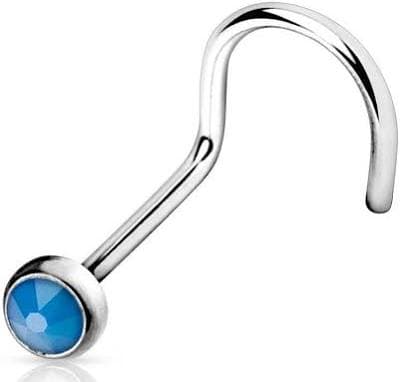 20ga Surgical Steel Opalite Stone Nose Screw Stud