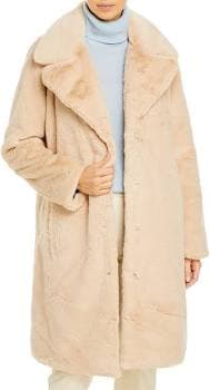 Aqua Women's Faux-fur Coat With Wide Lapels