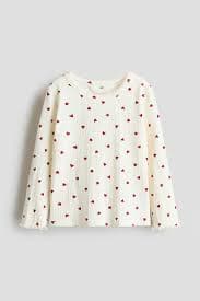 Ribbed jersey top - White/Hearts - Kids | H&M SG