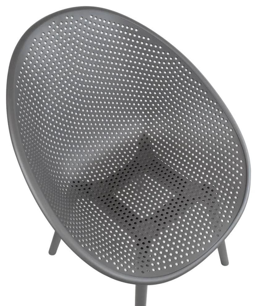 Modern Plastic Dining Chair with Breathable Perforated Egg Shaped Seat