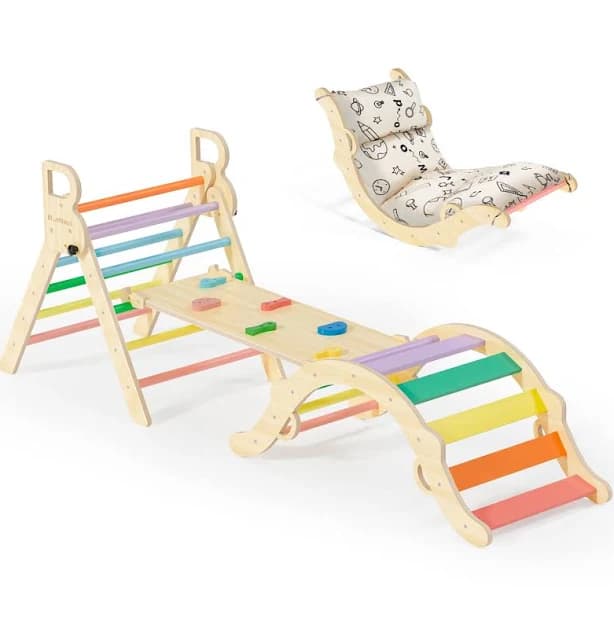 Totsicle Bluewood Pikler Triangle Playset with Cushions