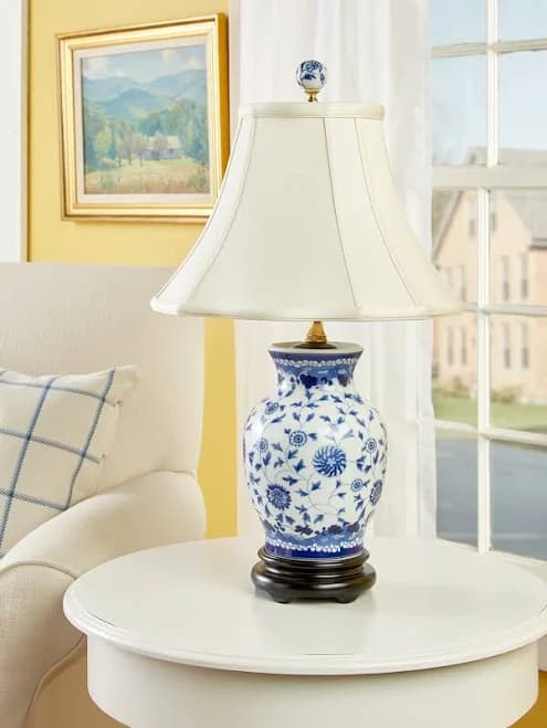 The Vermont Country Store Blue and White Porcelain Vase Table Lamp