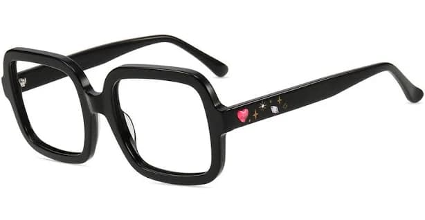 Firmoo Black Square Prescription Glasses Frame Jewels11