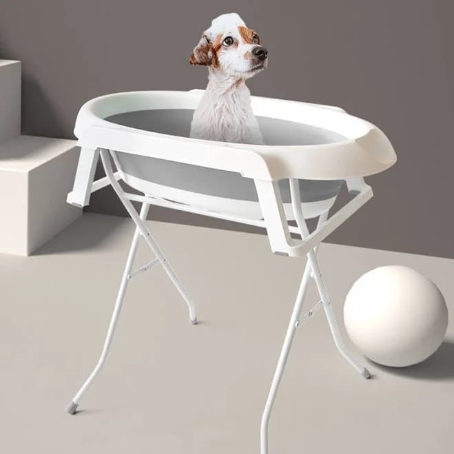 Portable Dog Bathtub, Elevated & Foldable Space-saving Pet Shower