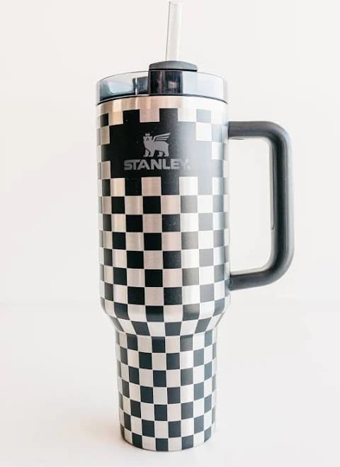Checkered Design | Laser Engraved | Stanley 40oz Quencher or ProTour Tumbler