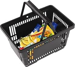 21L Shopping Basket Black With Handles For Supermarket Shop Black Convenient Sundries Laundry 12 Pack Shopping Basket for carrying and storing sundries