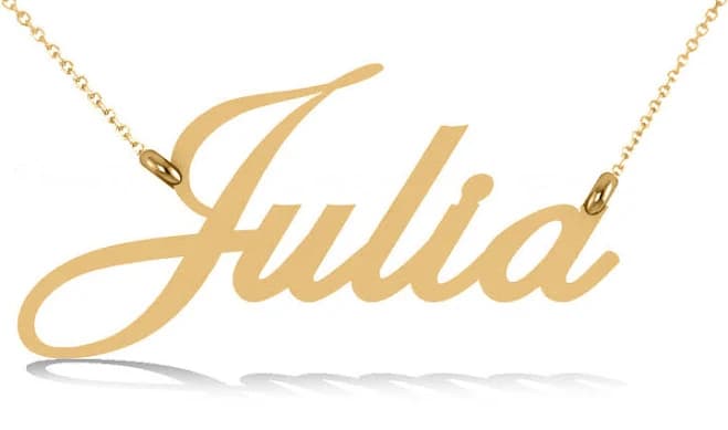 14K Yellow Gold Personalized Script Font Nameplate Pendant Necklace