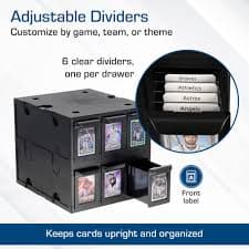 BCW 6 Drawer Card Catalog - Black | Stackable Trading Card Organizer Box | Holds Sports Cards, Gaming Cards, Toploaders & Magnetics | Heavy-Duty Black Plastic Storage with Dividers : Amazon.sg: Toys
