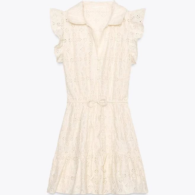Zara Women's Embroidered Belted Dress