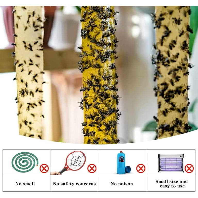 16 Rolls Indoor/Outdoor Fly Paper Strips - Sticky Fly Trap for Plants, House, Kitchen, Horse Stable - Walmart.com