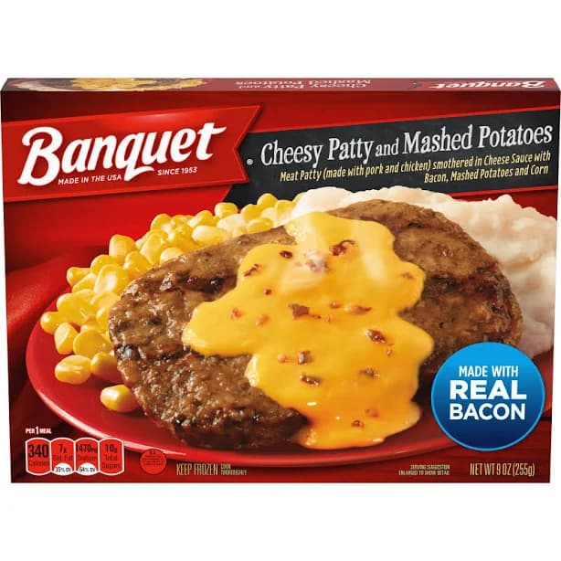 Banquet Cheesy Patty and Mashed Potatoes