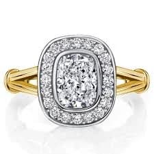 Italo Halo Cushion Cut Sterling Silver Rings For Women