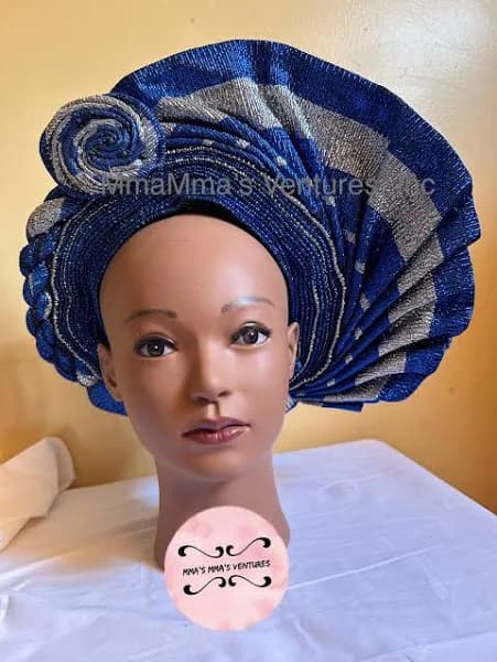 Aso Oke Autogele Nigerian Pre-Tied Headwrap