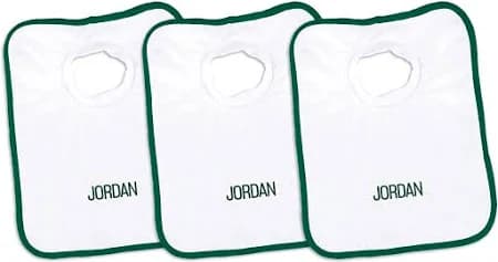 Personalized Basic Bib - 3 Pack White with Hunter Green Trim