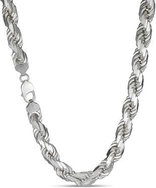 Men's 925 Sterling Silver Rope Chain Necklace