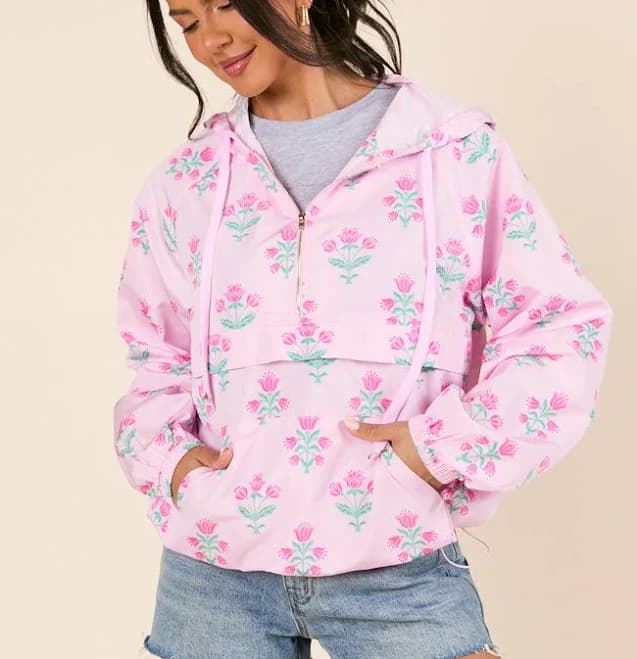 Pink Lily Delilah Block Floral Pullover