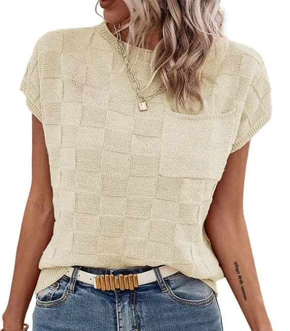 SHEWIN Women's Casual Crewneck Short Sleeve Knit Top