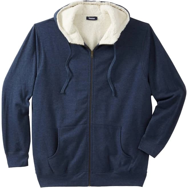 KingSize Men's Sherpa-Lined Fleece Zip Hoodie