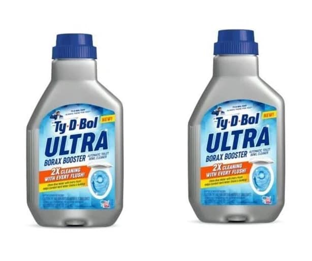 TY-D-BOL 2 Pack Blue Ultra Booster In Tank Liquid Toilet Bowl 2X Cleaner, 12 fl oz, Scent Free | Heavy Duty Cleaning | United States