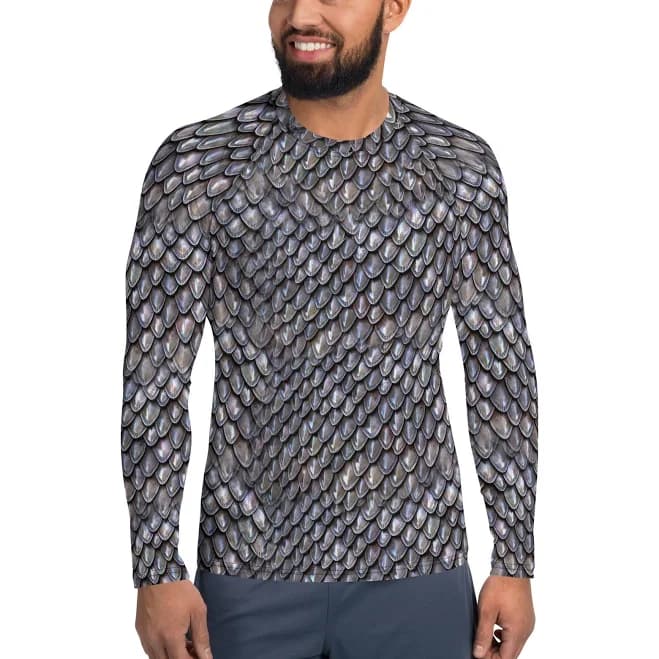 Scale Mail Armor Men's Long Sleeve Cloth Print Shirt