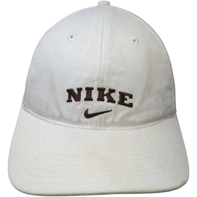 Nike Strapback Baseball Cap White One Size Adjustable Embroidered