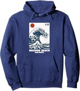 Mission Beach Beach Surf Spot San Diego Surfing Great Wave Pullover Hoodie