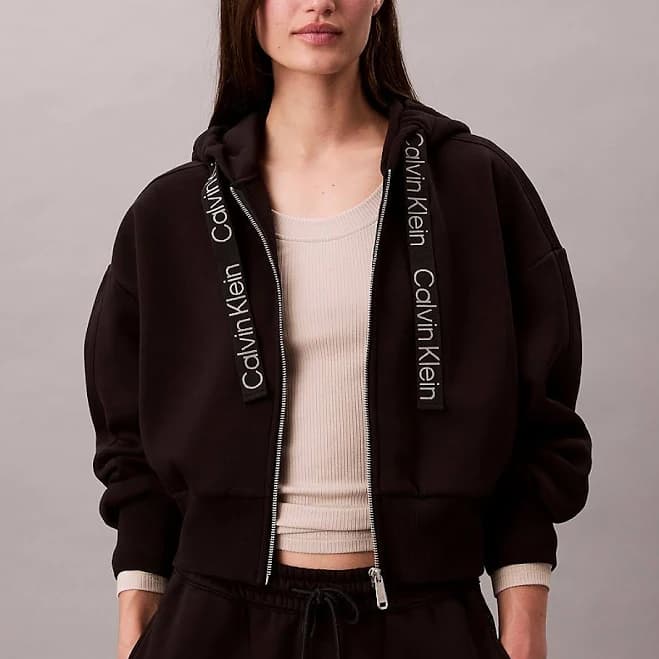 Calvin Klein Women's Logo Tape Fleece Zip Hoodie