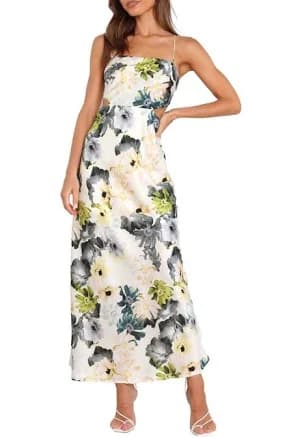 Jayne Floral Lace-Up Back Maxi Dress