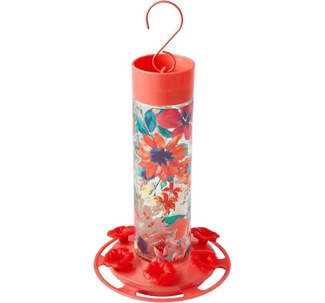 The Pioneer Woman Fresh Floral Glass Decorative Hummingbird Feeder