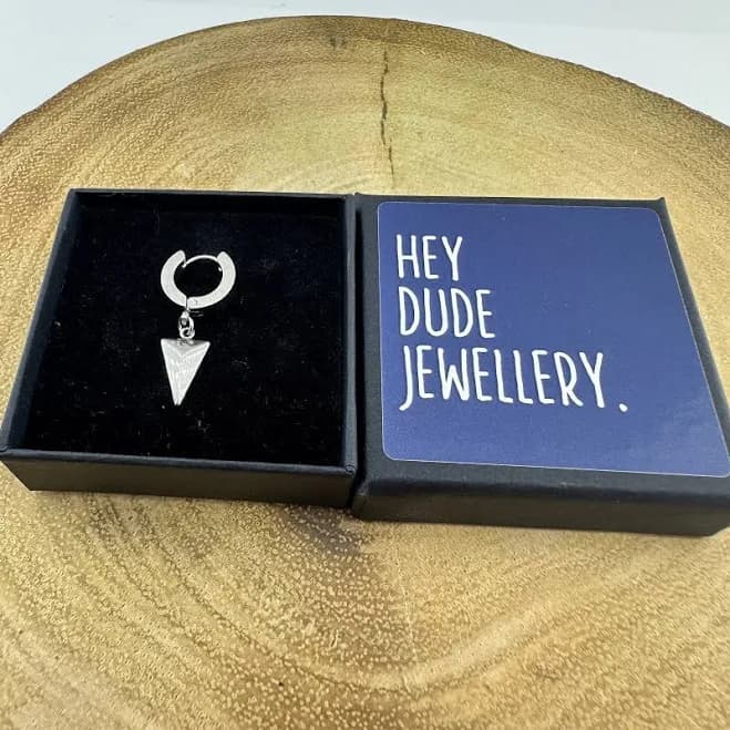 Modern Minimalist Silver Drop Hoop Earrings for Men