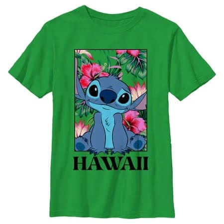 Boy's Lilo & Stitch Tropical Hawaii Poster Graphic Tee Royal