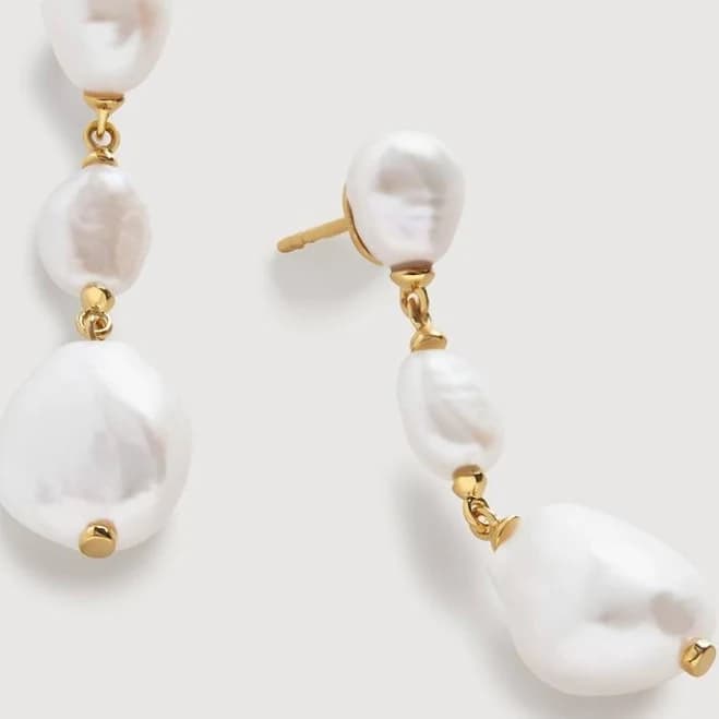 Monica Vinader Women's 18Ct Gold-Plated Vermeil Pearl Drop Earrings