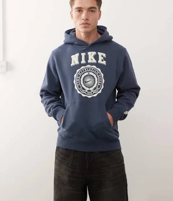 Nike Club graphic hoodie in navy