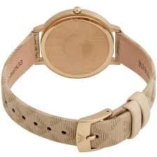 Emporio Armani Kappa Quartz Silver Dial Beige Leather Strap Watch For Women