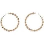Madden NYC Women's Fashion Gold Tone Textured Twist Hoop Earrings, Large