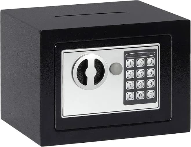 Jssmst Small Safe Box for Money - 0.23CF Mini Safe with Electronic Keypad, Lockable Box for Home Security and Personal Storage, 9.06 x 6.69 x 6.69 inch, Black