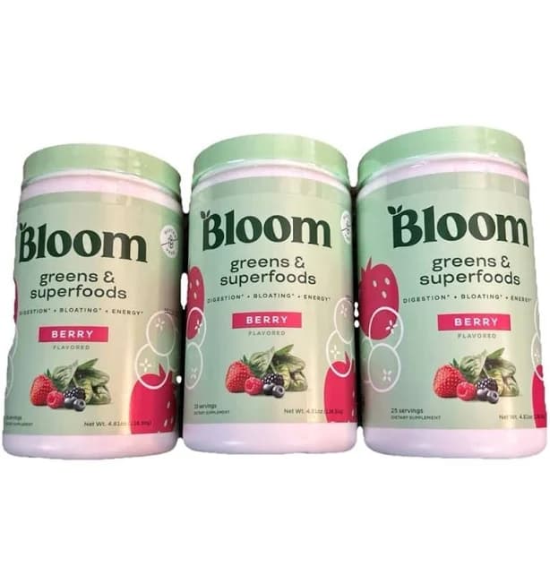 bloom 3X-Bloom Nutrition Greens & Superfoods Powder Berry New Sealed 25 Servings 05/26 - New