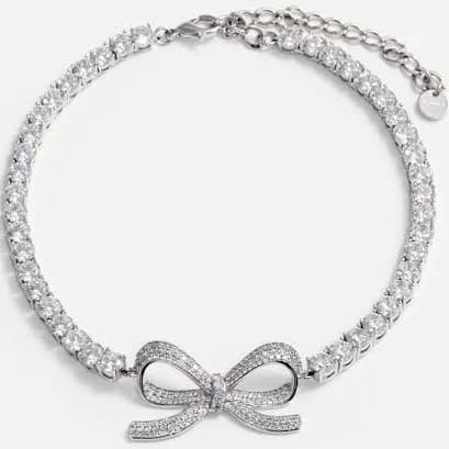 Self Portrait Diamante Bow Tennis Choker Necklace