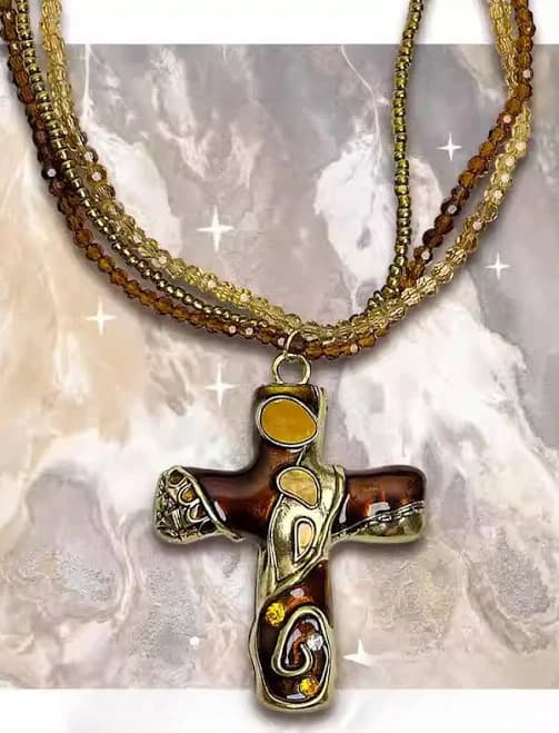 Triple Layered Cross Pendant Necklace