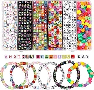 GMMA Square Letter Beads for Bracelets Making 1680 Pcs 6x6 mm Alphabet Beads for Friendship Bracelet Acrylic Pony Beads for Jewelry Making(Multi Color Large Hole Beads)