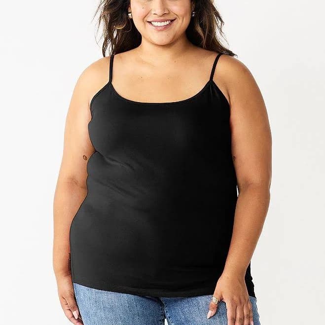 Plus Size Sonoma Goods For Life Spaghetti Strap Cami, Women's, Size: 1XL, Black