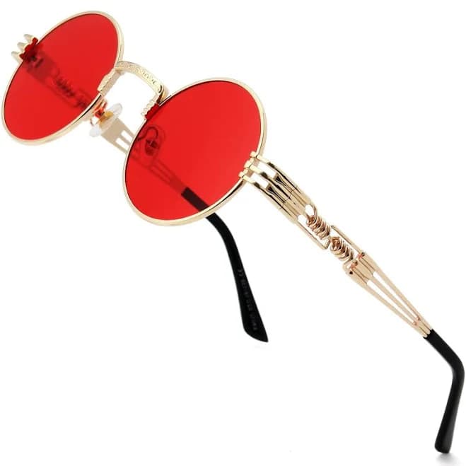 Steampunk Round Metal Sunglasses with 100% UV Blocking