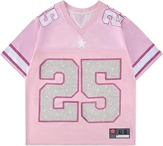 Men's Jersey Shirts Rhinestone Number Graphic Tees Short Sleeve V Neck Casual Football T Shirt Streetwear